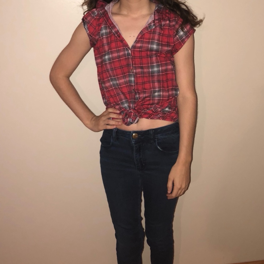 Tie-Up Plaid Shirt